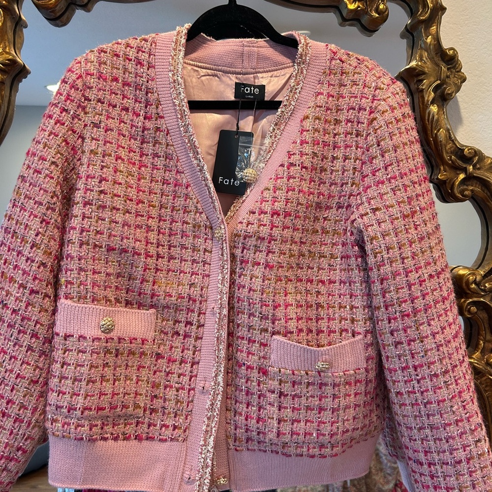 Fate Pink Tweed Women's Jacket NwT Sz Large
